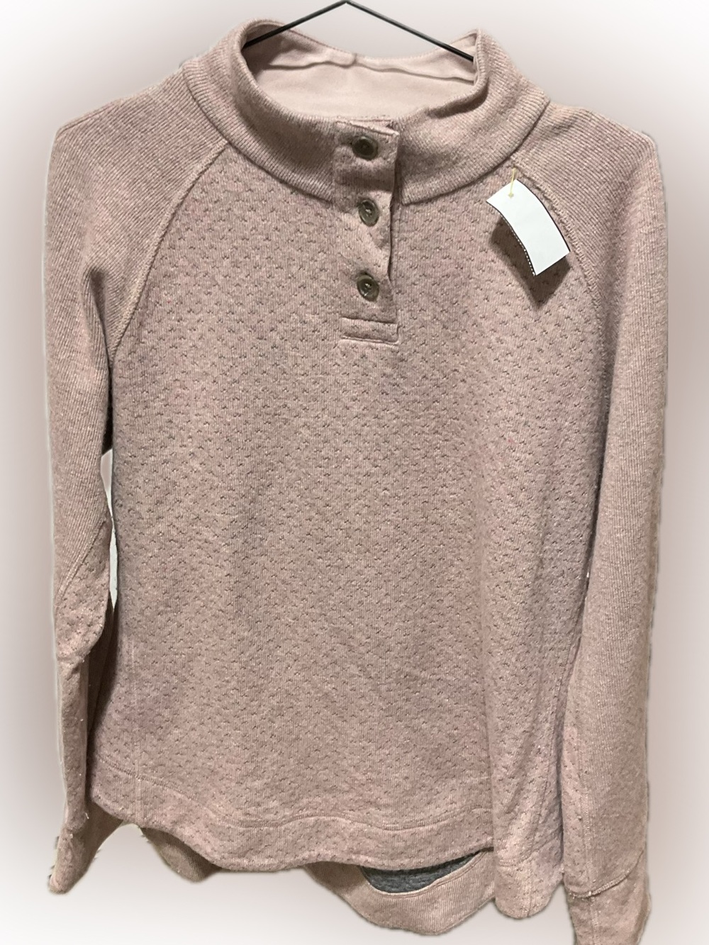 prAna Brandie Recycled Wool Blend Snap Mock Neck Sweater Dusty Rose Pink XL